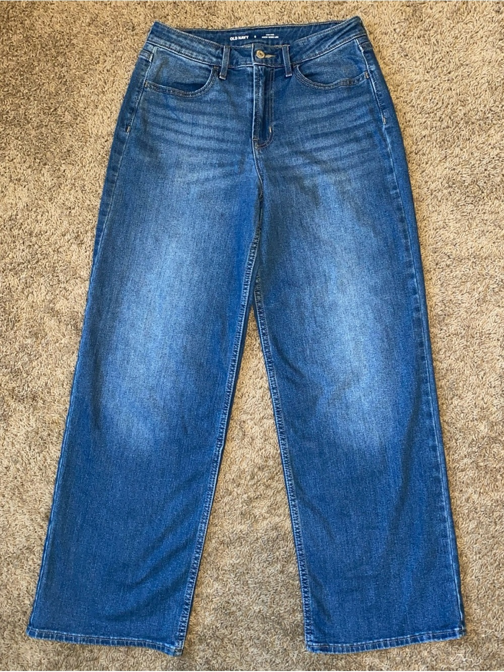 Old Navy Womens High Rise Wow Wide Leg Jeans Size 6 Medium Wash Blue Boho